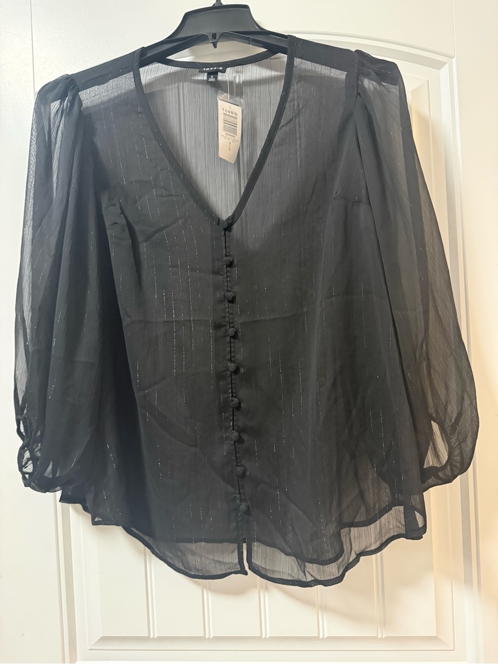 NWT Torrid Chiffon Lurex Button-Up Blouse